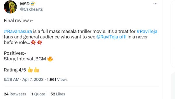 Ravanasura Twitter Review