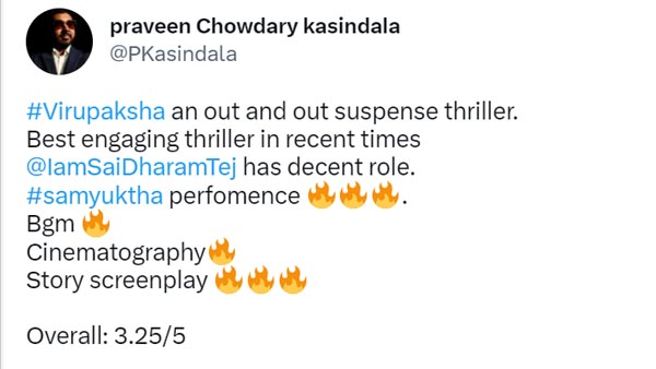 Virupaksha Twitter Review Virupaksha Twitter Review