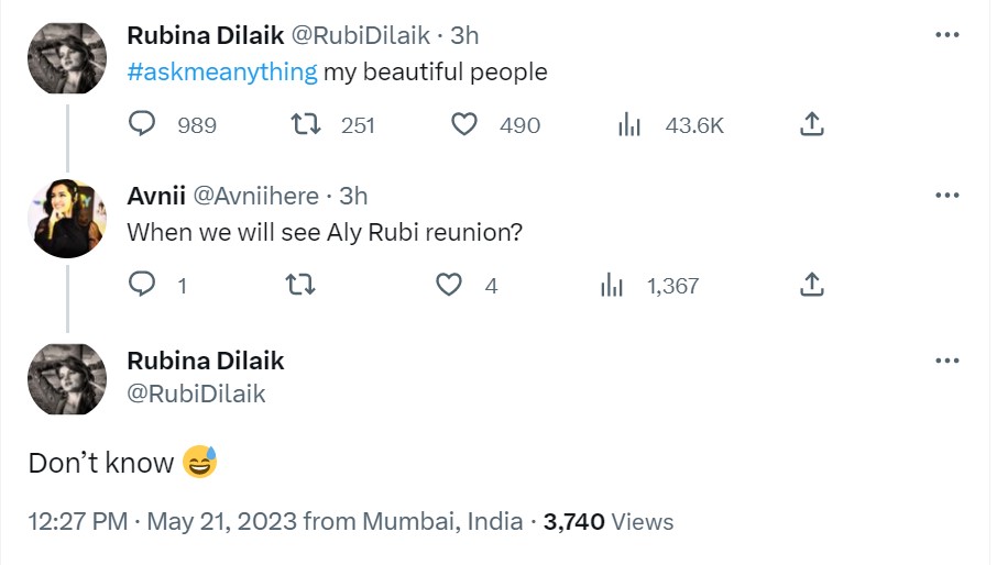 Rubina Dilaik AMA Session Aly Goni