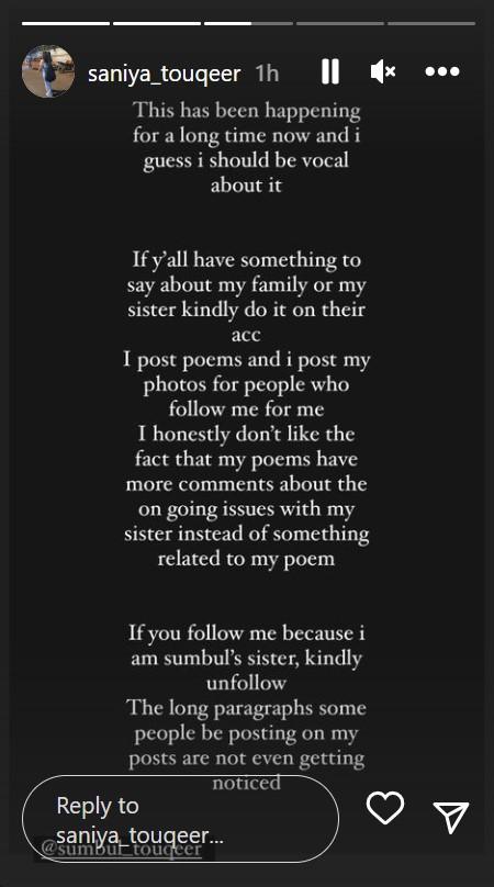 Sumbul Touqeer Sister Note Fahmaan Fight