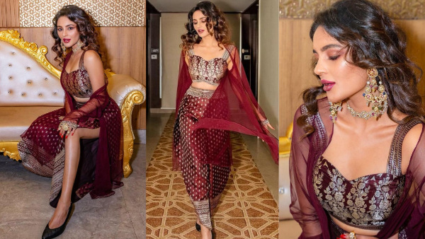 Seerat Kapoor Looks BREATHTAKING In Maroon Co-Ord Set 