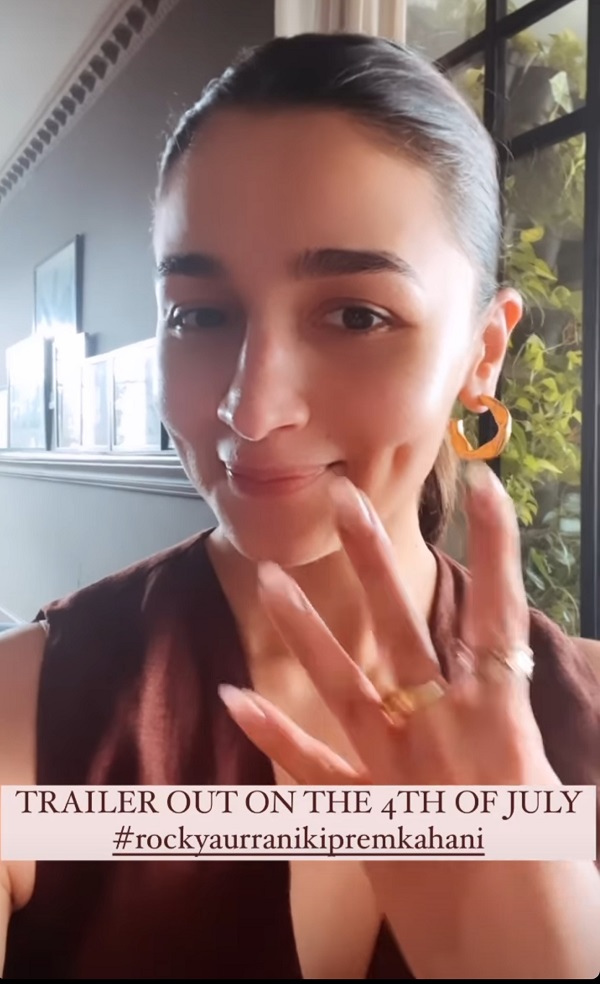 Alia Bhatt Reveals The Trailer Launch Date Of Rocky Aur Rani Kii Prem Kahani