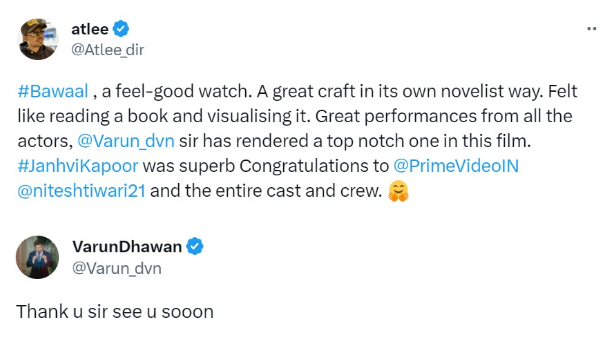 Atlee Praises Varun Dhawan & Jhanvi Kapoor's Bawaal