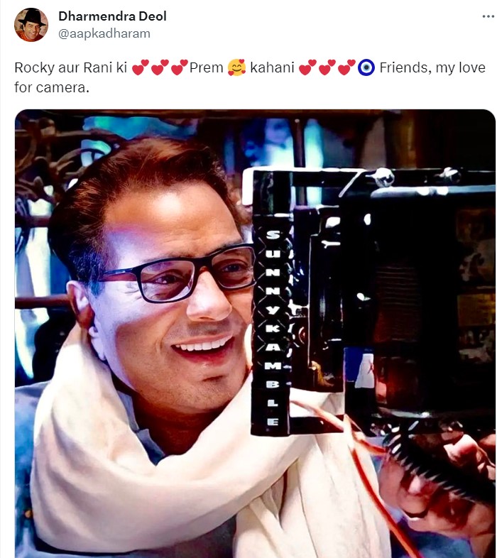 Dharmendra Shares BTS Pic From Rocky Aur Rani Sets