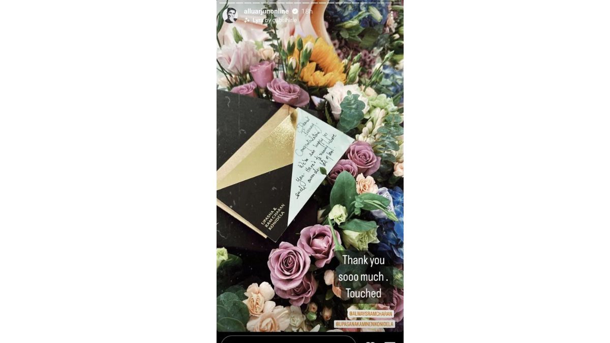 Allu Arjun Reacts As Ram Charan, Upasana Send Special Note & Flowers On Winning National Award