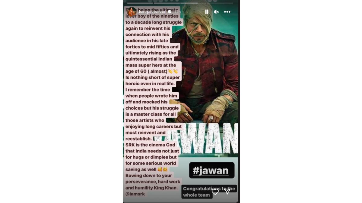 Kangana Ranaut Heaps Praises On Shah Rukh Khan For Jawan