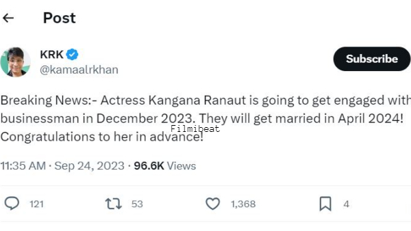 krk tweet on kangana