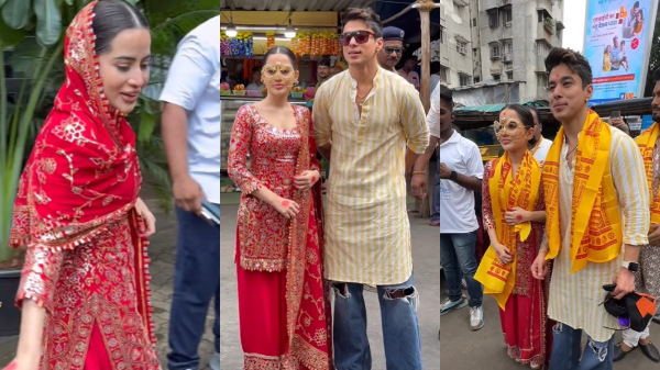 Urfi Javed Dons Red Sharara, Visits Siddhivinayak Temple