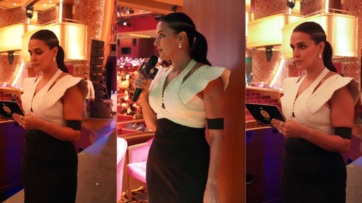Neha Dhupia Wears Black Band At The Opening Ceremony Of MAMI Festival To Honour Late Father-In-Law