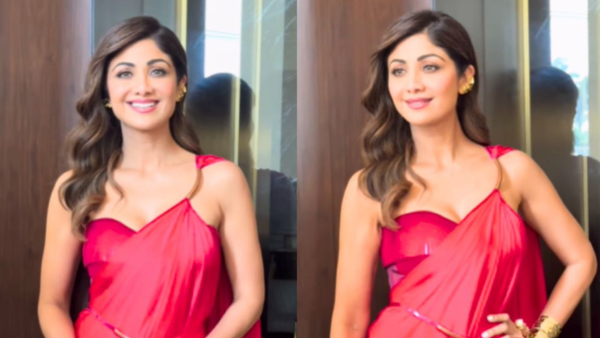 Shilpa Shetty Pink Saree