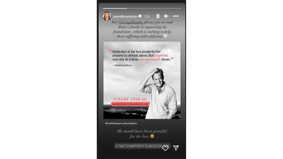 Jennifer Aniston Urges Matthew Perry Fans To Support His Foundation