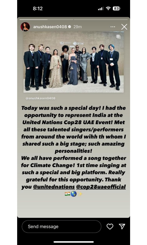Anushka Sen Dazzles, Sings At Global Stage Of COP28 UAE Anushka Sen Dazzles, Sings At Global Stage Of COP28 UAE