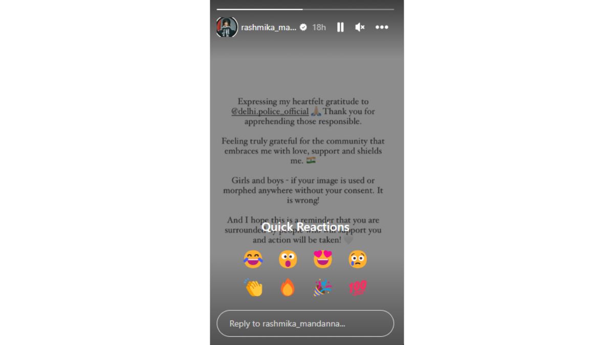 Rashmika Mandanna Thanks Delhi Police After Deepfake Video Creator Arrested