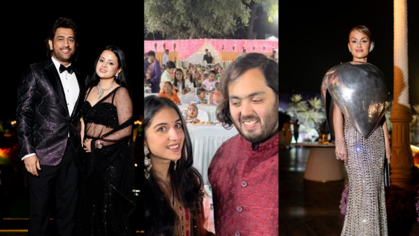 Anant Ambani-Radhika Merchant Cocktail Party: Natasha Poonawalla Goes Bold In Heart-shaped Dress, MS Dhoni Twins With Wife