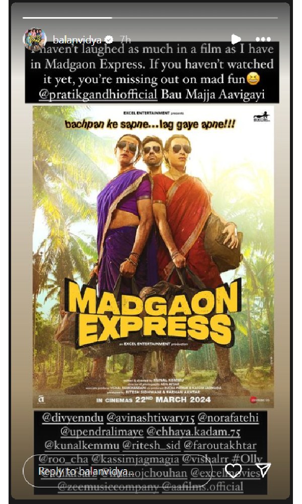 Vidya Balan REACTS To Madgaon Express Success