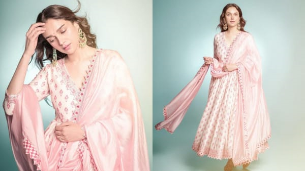 Aditi Rao Hydari pink anarkali set