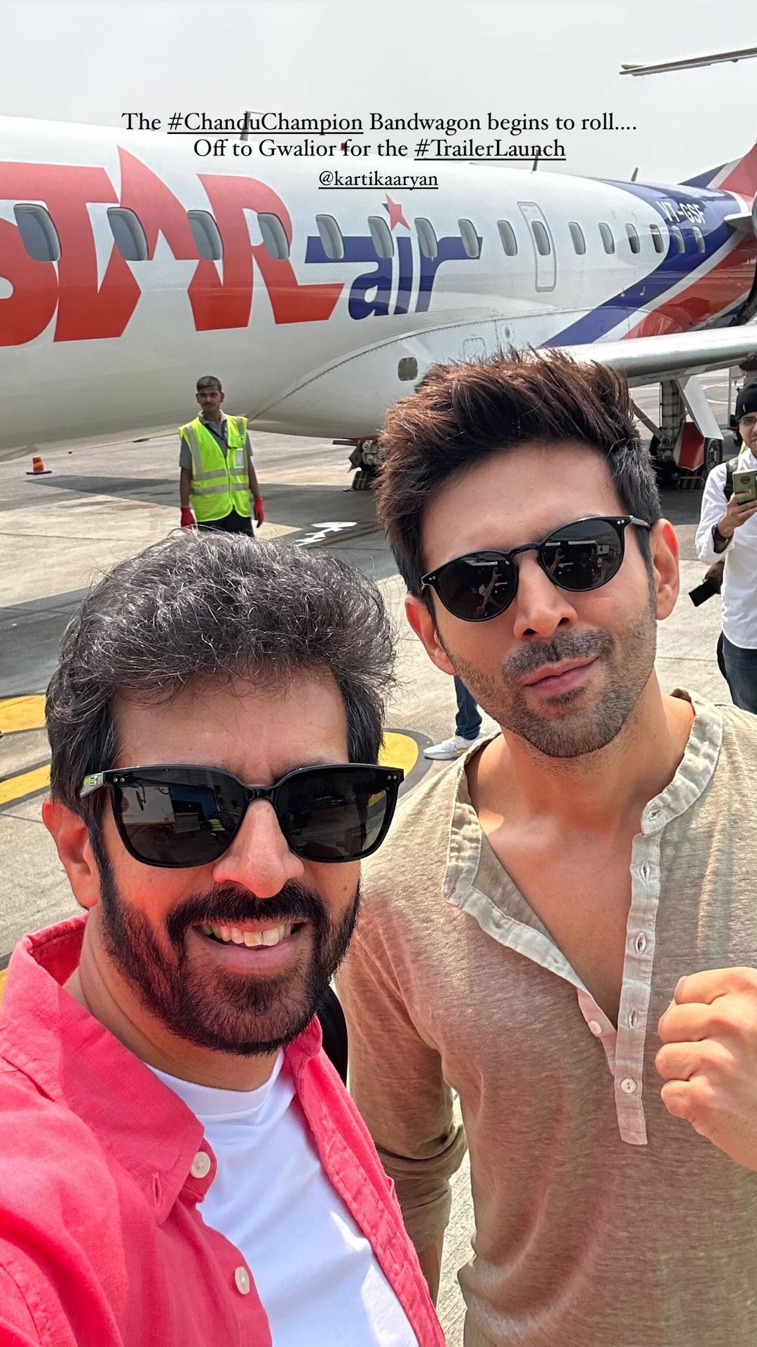 Kartik Aaryan Off To Gwalior With Kabir Khan For Chandu Champion Launch Event