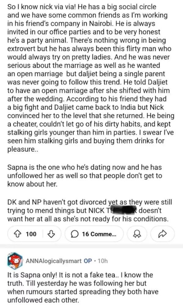 Dalljiet Kaur-Nikhil Patel Separation Reason