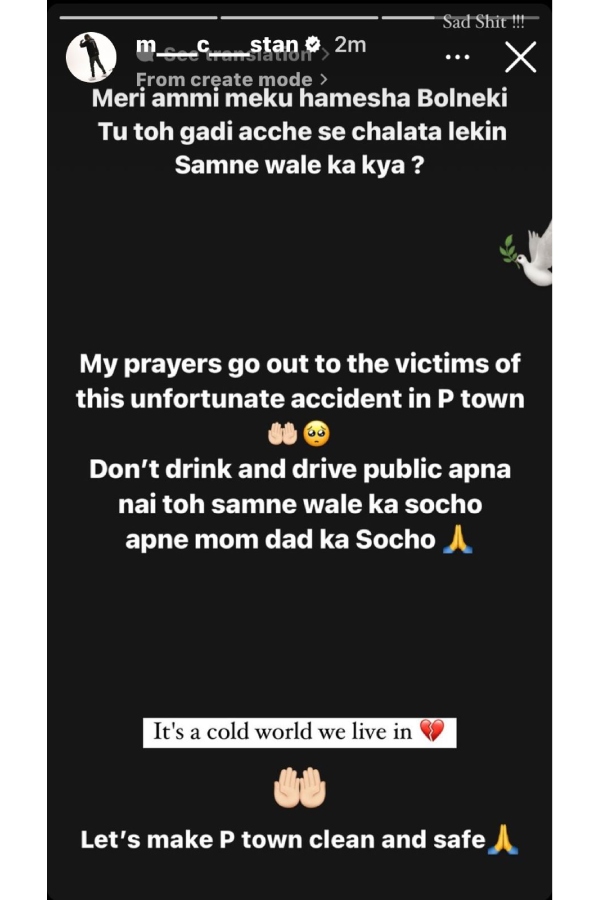 Pune Porsche Accident MC Stan s Heartfelt Message Pune Porsche Accident MC Stan s Heartfelt Message