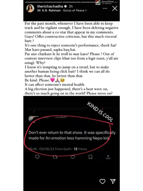 Chadha Backs Heeramandi Co-Star Chadha Backs Heeramandi Co-Star