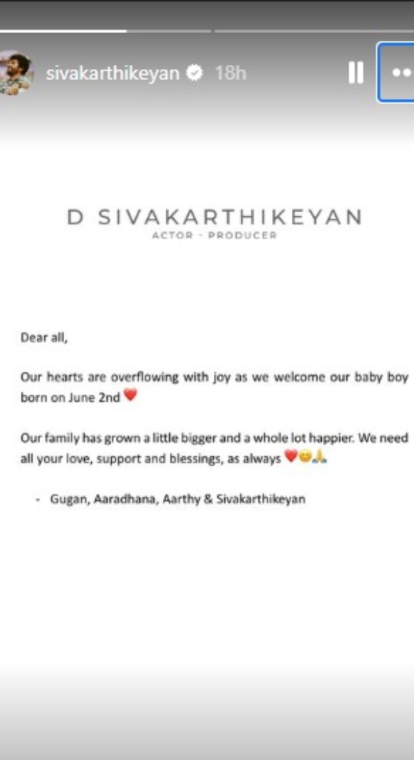 Tollywood News: Sivakarthikeyan And Wife Aarthi Blessed With A Baby Boy, Their Third Child