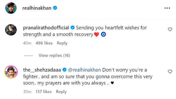 Pranali Rathod Shehzada Dhami On On Hina Khan Cancer Diagnosis