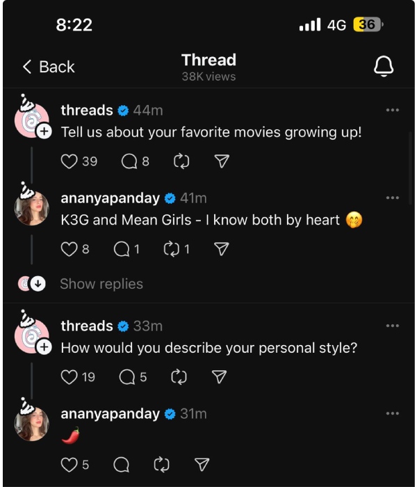 Ananya Panday Hosts AMA Sessions On Threads