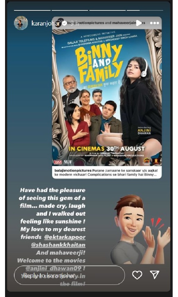 Johar Lauds Binny And Family