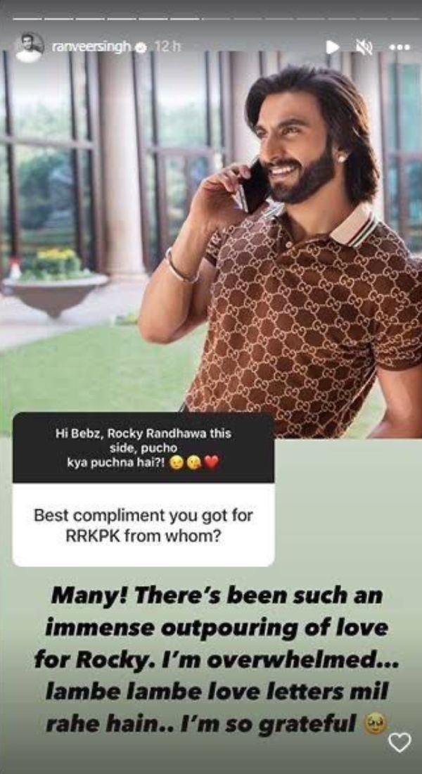 As we approach the first anniversary of the film Rocky Aur Rani Ki Prem Kahani - we must visit the best compliment Ranveer Singh the ultimate heartthrob of India received While all his roles have garnered immense admiration his portrayal of Rocky Randhawa in Rocky Aur Rani Ki Prem Kahani in particular has carved a special place in fans hearts