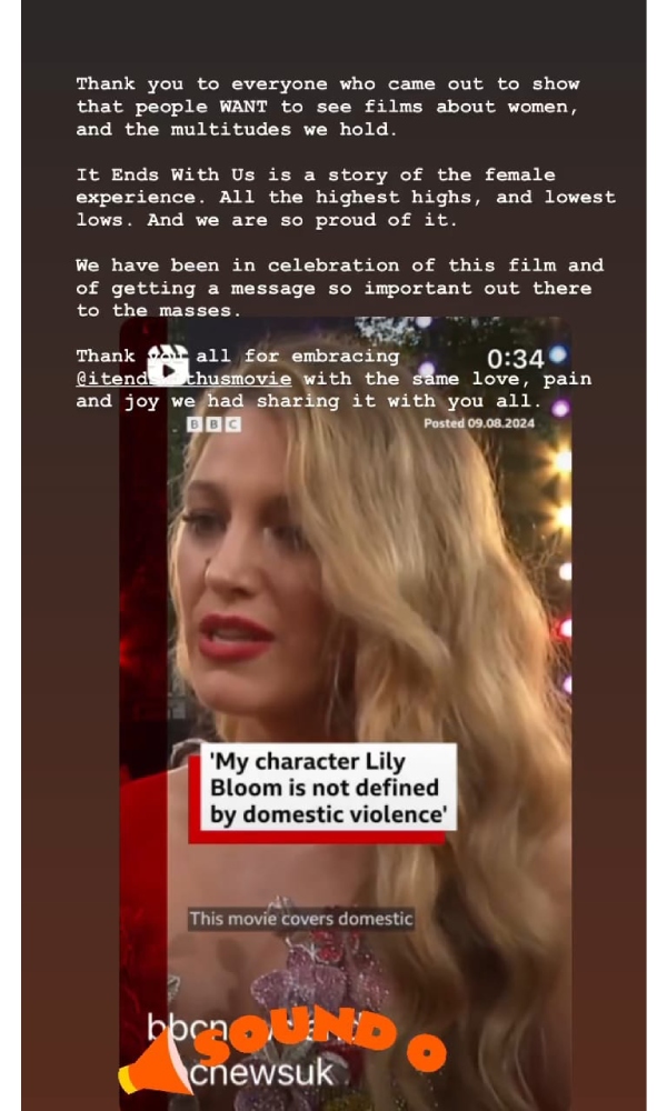 Blake Lively Thanks Fans As 'It Ends With Us' Achieves Box Office