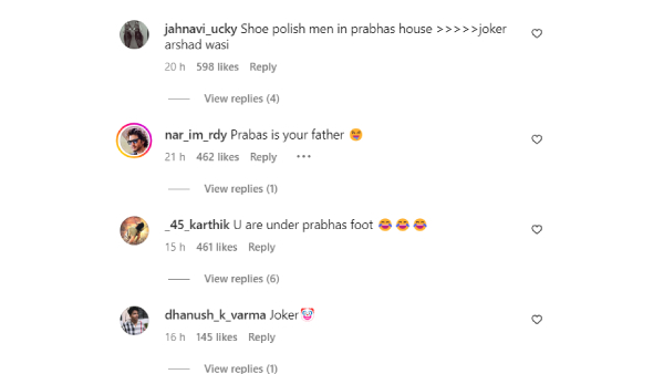 Prabhas Fans Hurl Abuses In Arshad Warsi s Insta Posts