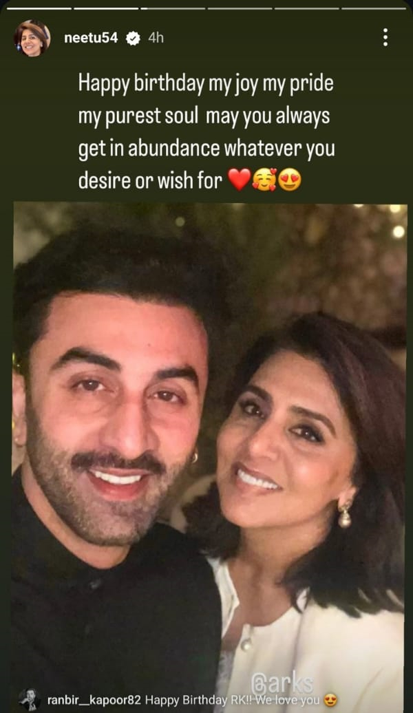 Neetu Singh Birthday Wish For Ranbir Kapoor Neetu Singh Birthday Wish For Ranbir Kapoor