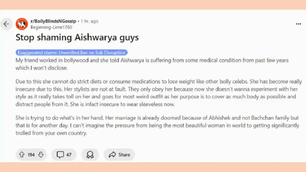Aishwarya Rai Battling Medical Condition VIRAL Reddit Post Gets Deleted Amid Her Paris Fashion Week Walk