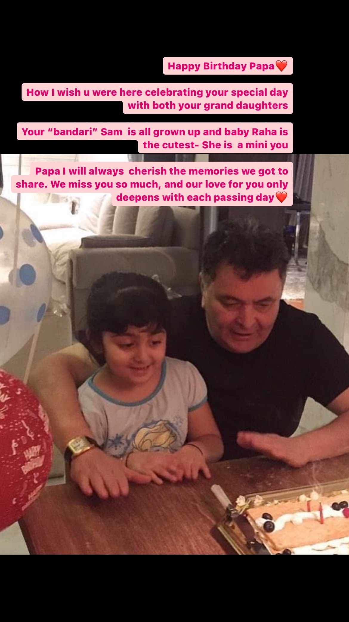Riddhima Kapoor Remembers Rishi Kapoor On His Birth Anniversary