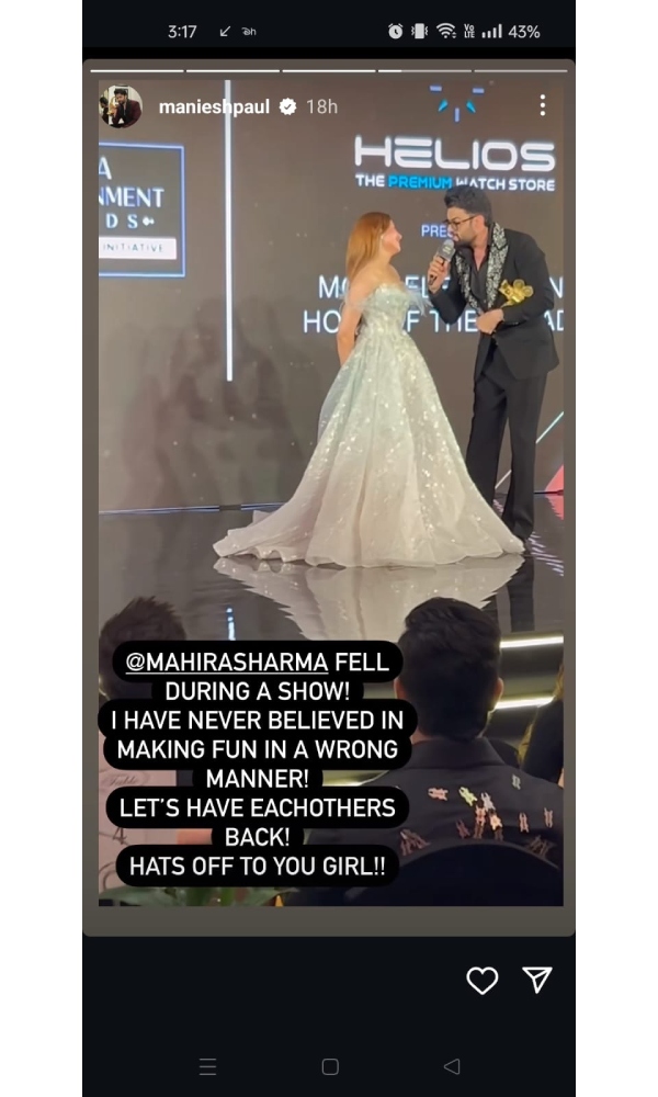 Maniesh Paul Supports Mahira Sharma On Stage