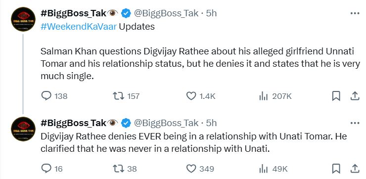 Digvijay DENIES dating Unnati