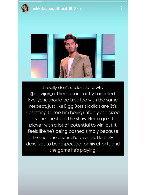 Bigg Boss 18 Nikkita Ghag Backs Digvijay Rathee