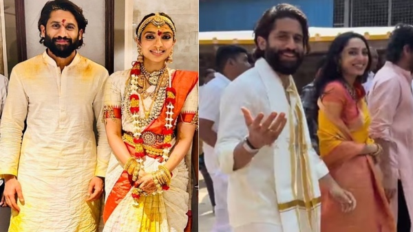 Sobhita Dhulipala amp amp Naga Chaitanya Visit Srisailam Temple