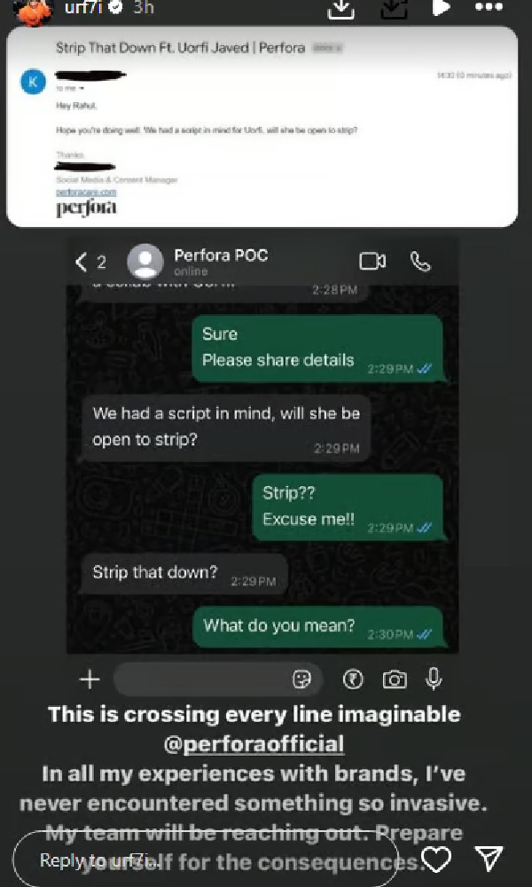 Uorfi Javed Slams Oral Care Brand For Asking Her To Strip