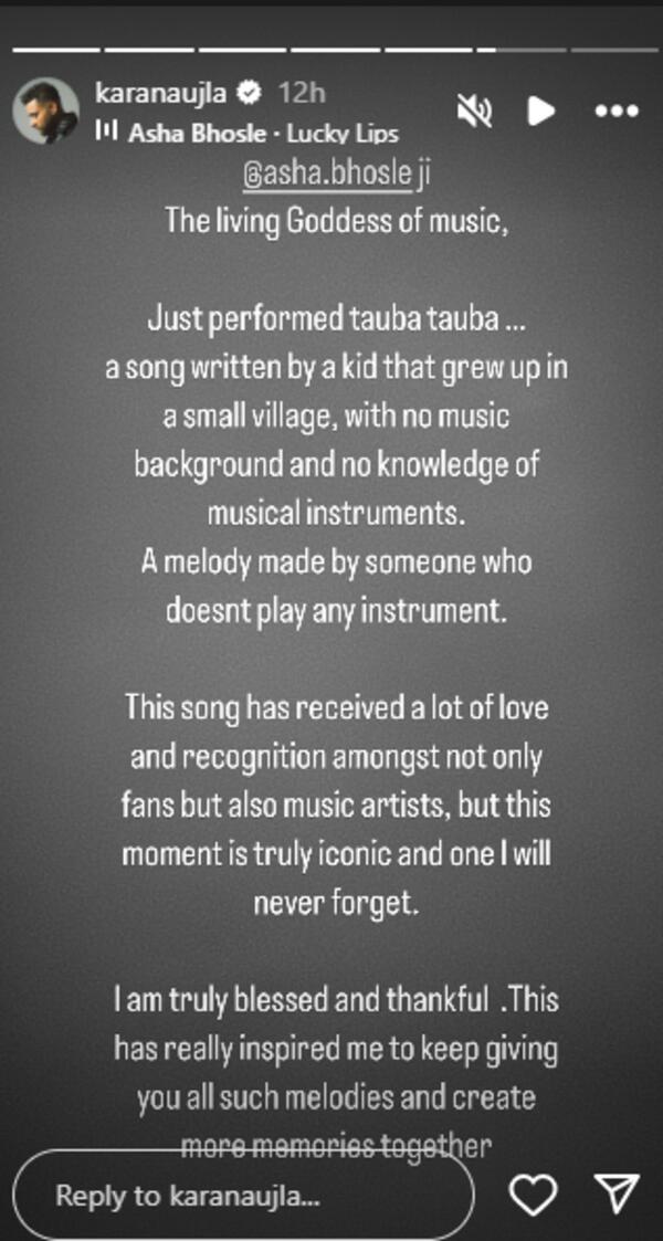 Karan Aujla Gives Heartfelt Reaction After Asha Bhosle Performs ‘Tauba Tauba’