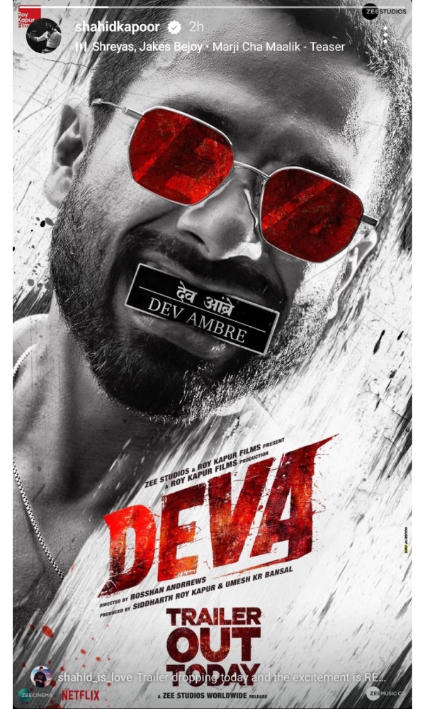 Deva Trailer Release Shahid Kapoor And Pooja Hegde