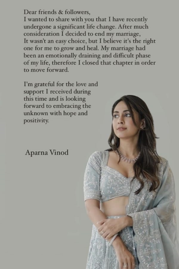 Aparna Vinod Divorce