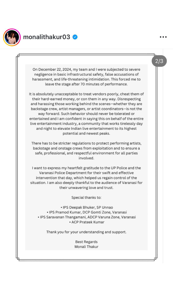 Monali Thakur Details Shocking Incident in Varanasi