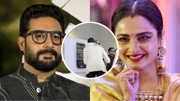 Abhishek Bachchan Shares Warm Hug With Rekha At Award Show Abhishek Bachchan Shares Warm Hug With Rekha At Award Show