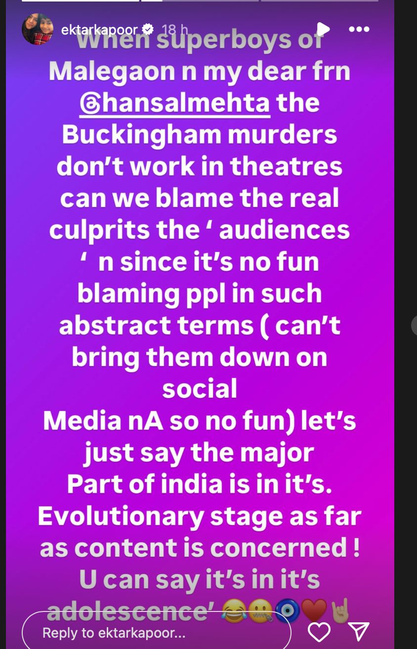 Ektaa R Kapoor Blames Indian Audiences for the Failure of Superboys of Malegaon and The Buckingham Murders