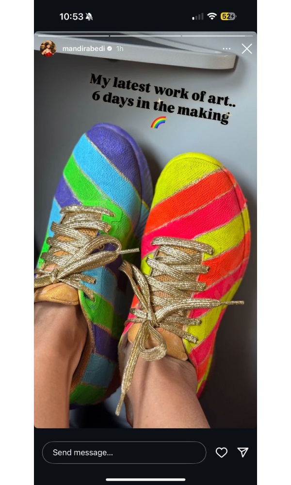 Mandira Bedi Showcases Her Hand-Painted Sneakers