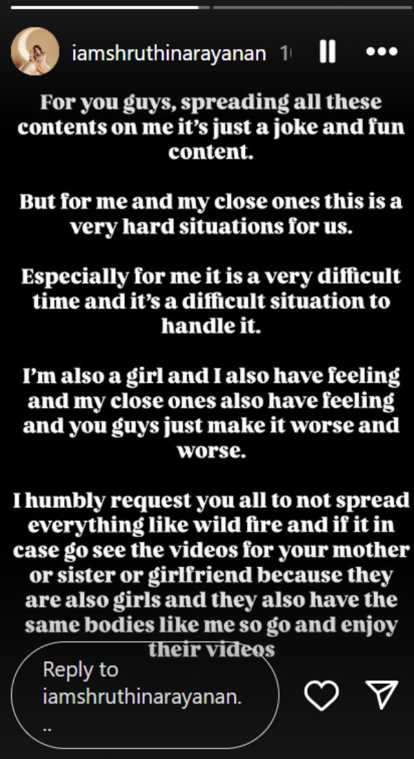 Shruthi Narayanan Leaked Video Real Or Fake? Actress Breaks Silence