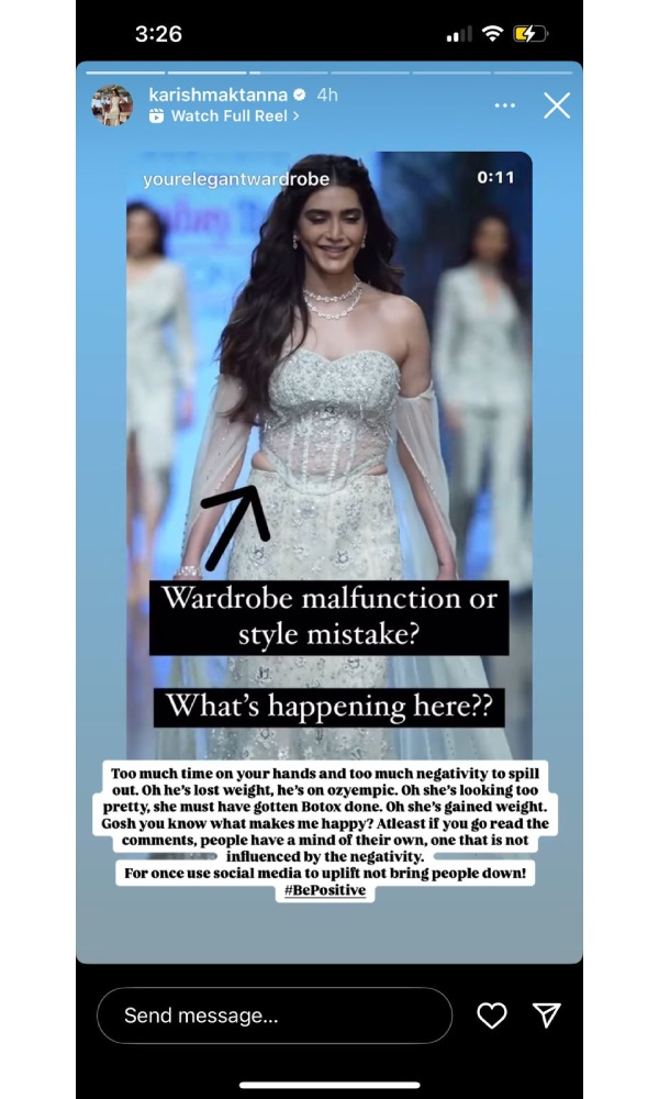 Karishma Tanna Calls Out Negativity On Social Media