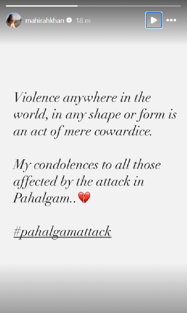 Mahira Khan Calls Out Pahalgam Terror Attack