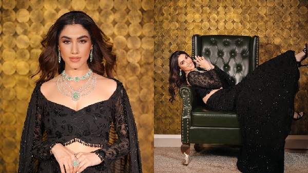 Delbar Arya Stuns in an All-Black Lehenga Choli